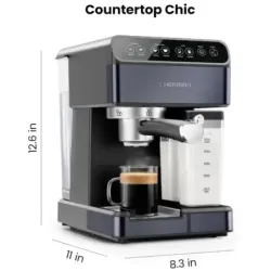 CAFETERA EXPRESO-CAPUCHINO-LATE CHEFMAN PRO PLUS 6 EN 1-TOUCH-CAPSULA- CON 20 BARES 1.8LTS NEGRO