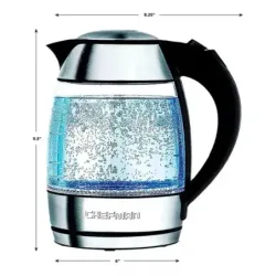 TETERA ELECTRICA CHEFMAN INALAMBRICA 1.8LTS-LUCES LED-BOTON- INFUSOR JARRA DE CRISTAL ACERO INOX.