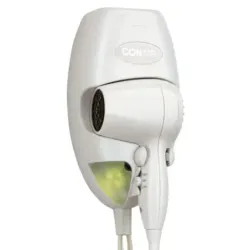 SECADOR DE CABELLO CONAIR DE PARED CON LUZ LED NOCTURNA 1600W 2 VEL. FILTRO REM. BLANCO