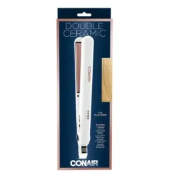 PLANCHA DE CABELLO CONAIR DOBLE CERAMICA 210 GRD EN 30SEG. 5 AJUSTES APAGADO AUTOM. BLANCO